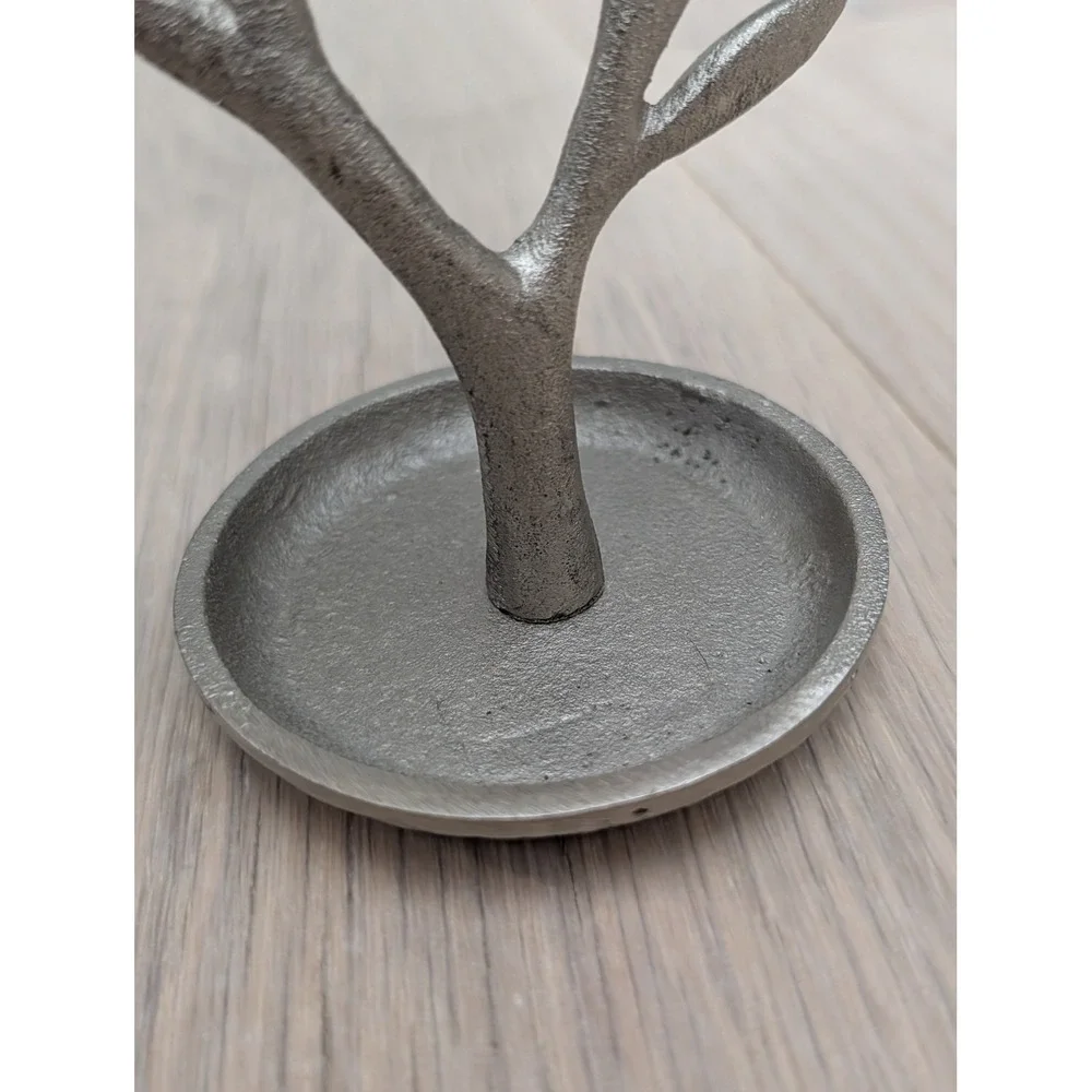 Silver Metal Jewelry Tree Ring Holder | Modern Organic Decor